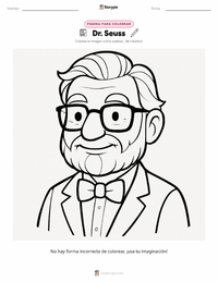 Página para colorear de Theodor Seuss Geisel para niños
