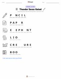 Theodor Seuss Geisel printable worksheet preview