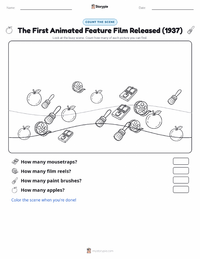 The First Animated Feature Film Released (1937) printable worksheet preview