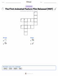 The First Animated Feature Film Released (1937) printable worksheet preview
