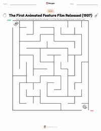 The First Animated Feature Film Released (1937) printable worksheet preview