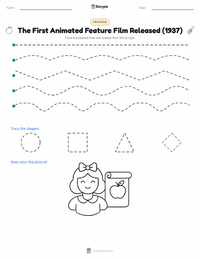 The First Animated Feature Film Released (1937) printable worksheet preview