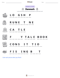 Denmark printable worksheet preview