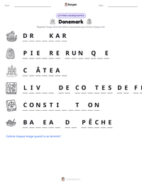 Aperçu de la feuille de travail imprimable Danemark