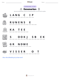 Denemarken afdrukbare werkblad voorbeeld