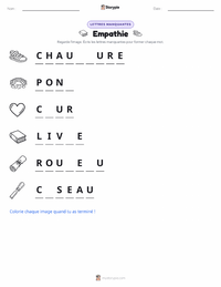 Aperçu de la feuille de travail imprimable Empathie