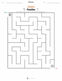 Aperçu de la feuille de travail imprimable Fossiles