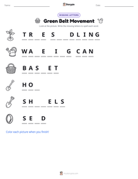 Green Belt Movement printable worksheet preview