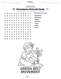 Vista previa de la hoja de trabajo imprimible de Movimiento Cinturón Verde