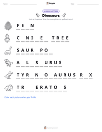 Dinosaurs printable worksheet preview