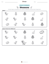 Aperçu de la feuille de travail imprimable Dinosaures