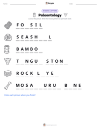 Paleontology printable worksheet preview