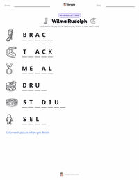 Wilma Rudolph printable worksheet preview