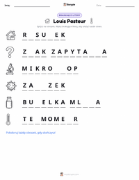 Podgląd drukowalnego arkusza ćwiczeń Louis Pasteur
