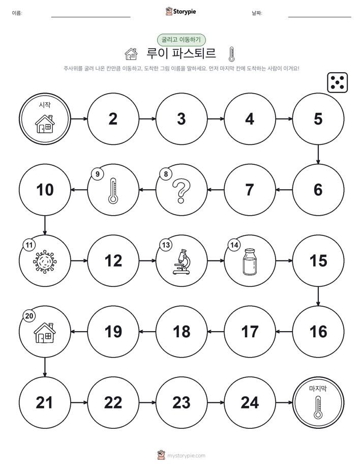주사위 굴리고 이동하기 게임
