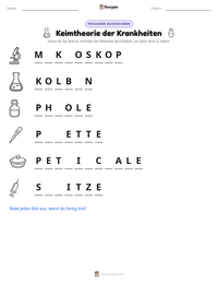 Keimtheorie der Krankheiten druckbare Arbeitsblatt Vorschau