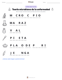 Vista previa de la hoja de trabajo imprimible de Teoría microbiana de la enfermedad