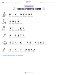 Podgląd drukowalnego arkusza ćwiczeń Teoria zarazkowa chorób