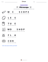 Microscope printable worksheet preview
