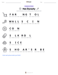 Han Dynasty printable worksheet preview