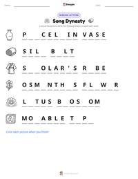 Song Dynasty printable worksheet preview