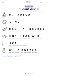 Joseph Lister printable worksheet preview