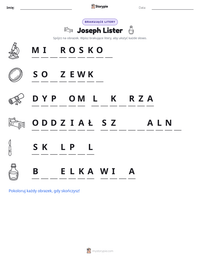 Podgląd drukowalnego arkusza ćwiczeń Joseph Lister