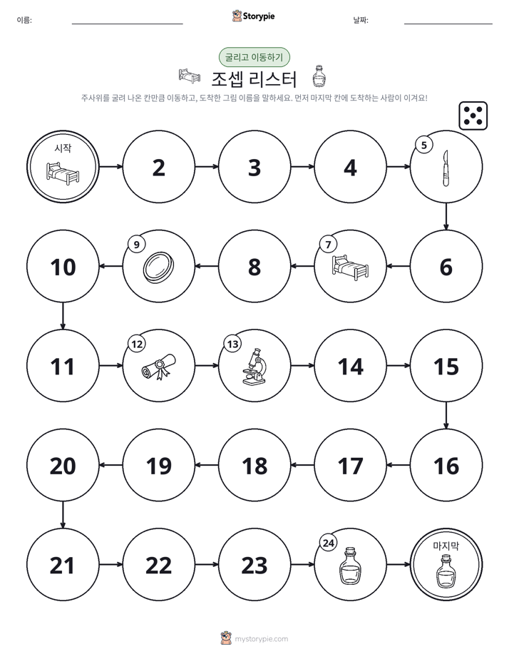주사위 굴리고 이동하기 게임