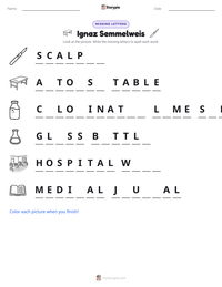 Ignaz Semmelweis printable worksheet preview