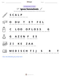 Ignaz Semmelweis afdrukbare werkblad voorbeeld