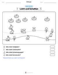 Licht und Schatten druckbare Arbeitsblatt Vorschau