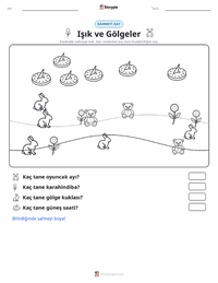 Işık ve Gölgeler yazdırılabilir çalışma sayfası önizlemesi