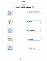 Light and Shadows printable worksheet for kids