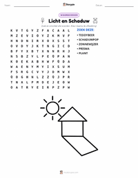 Licht en Schaduw afdrukbare werkblad voorbeeld