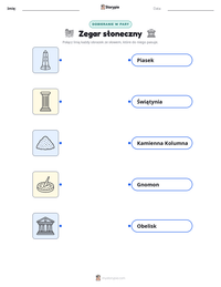 Podgląd drukowalnego arkusza ćwiczeń Zegar słoneczny