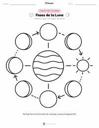 Página para colorear de Fases de la Luna para niños