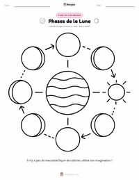 Page de coloriage Phases de la Lune pour les enfants