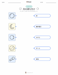 月の満ち欠け の子供向け印刷可能ワークシート