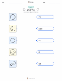 달의 위상 어린이용 인쇄 가능한 워크시트