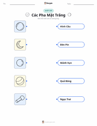 Tài liệu in sẵn Các Pha của Mặt Trăng cho trẻ em
