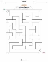 Maanfasen afdrukbare werkblad voorbeeld