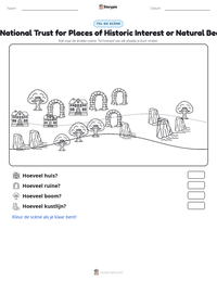 The National Trust for Places of Historic Interest or Natural Beauty afdrukbare werkblad voorbeeld