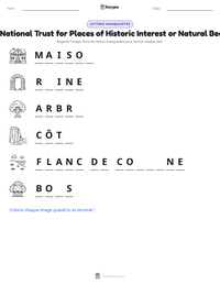 Aperçu de la feuille de travail imprimable The National Trust for Places of Historic Interest or Natural Beauty