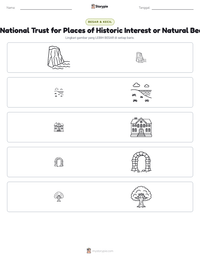 Prabaca lembar kerja cetak The National Trust for Places of Historic Interest or Natural Beauty