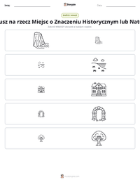 Podgląd drukowalnego arkusza ćwiczeń Narodowy Fundusz na rzecz Miejsc o Znaczeniu Historycznym lub Naturalnym Pięknie