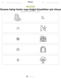 Tarihi Öneme Sahip Yerler veya Doğal Güzellikler için Ulusal Vakıf yazdırılabilir çalışma sayfası önizlemesi