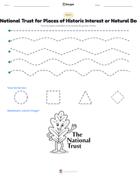 Aperçu de la feuille de travail imprimable The National Trust for Places of Historic Interest or Natural Beauty