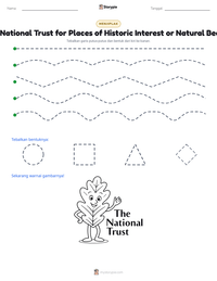 Prabaca lembar kerja cetak The National Trust for Places of Historic Interest or Natural Beauty