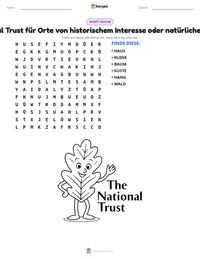 Der National Trust für Orte von historischem Interesse oder natürlicher Schönheit druckbare Arbeitsblatt Vorschau