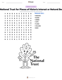 Aperçu de la feuille de travail imprimable The National Trust for Places of Historic Interest or Natural Beauty